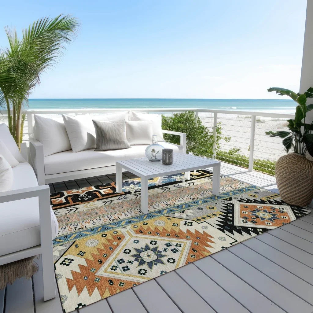 LOOMLAN Rugs Solara Black Washable Indoor-Outdoor Rug