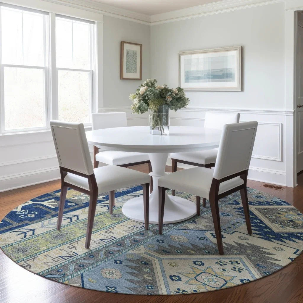 LOOMLAN Rugs Solara Blue Washable Indoor-Outdoor Rug
