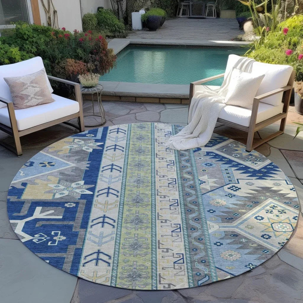 LOOMLAN Rugs Solara Blue Washable Indoor-Outdoor Rug