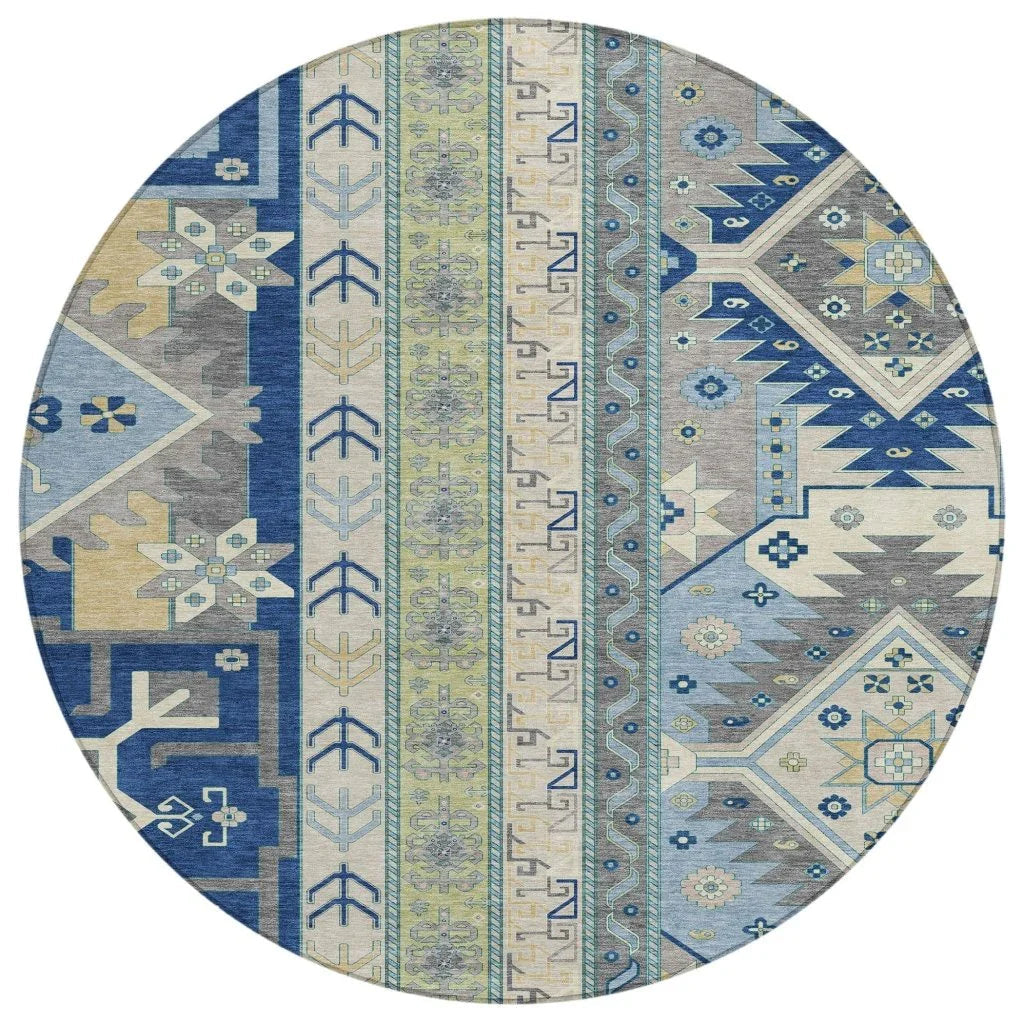 LOOMLAN Rugs Solara Blue Washable Indoor-Outdoor Rug
