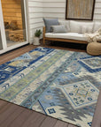 LOOMLAN Rugs Solara Blue Washable Indoor-Outdoor Rug