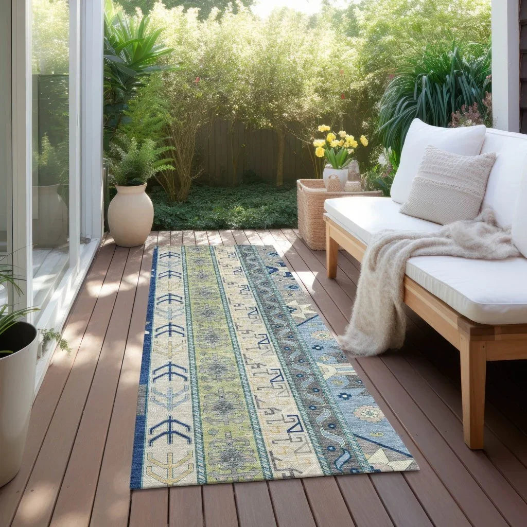 LOOMLAN Rugs Solara Blue Washable Indoor-Outdoor Rug