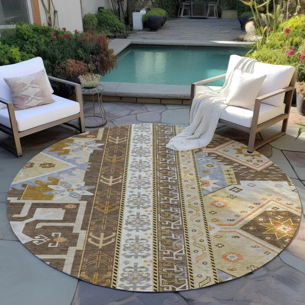 LOOMLAN Rugs Solara Brown Washable Indoor-Outdoor Rug