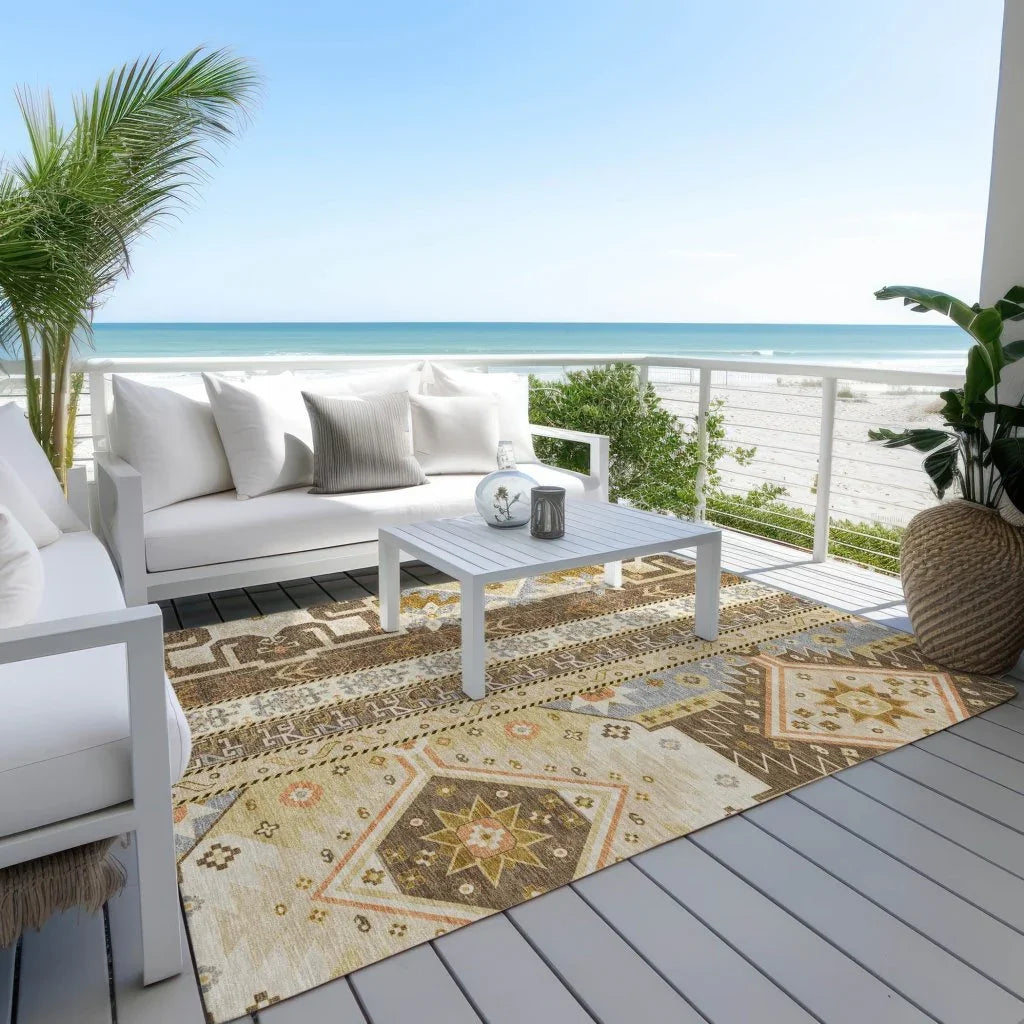 LOOMLAN Rugs Solara Brown Washable Indoor-Outdoor Rug