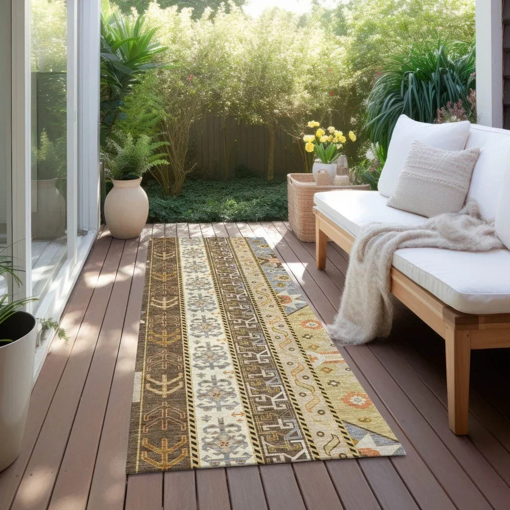 LOOMLAN Rugs Solara Brown Washable Indoor-Outdoor Rug