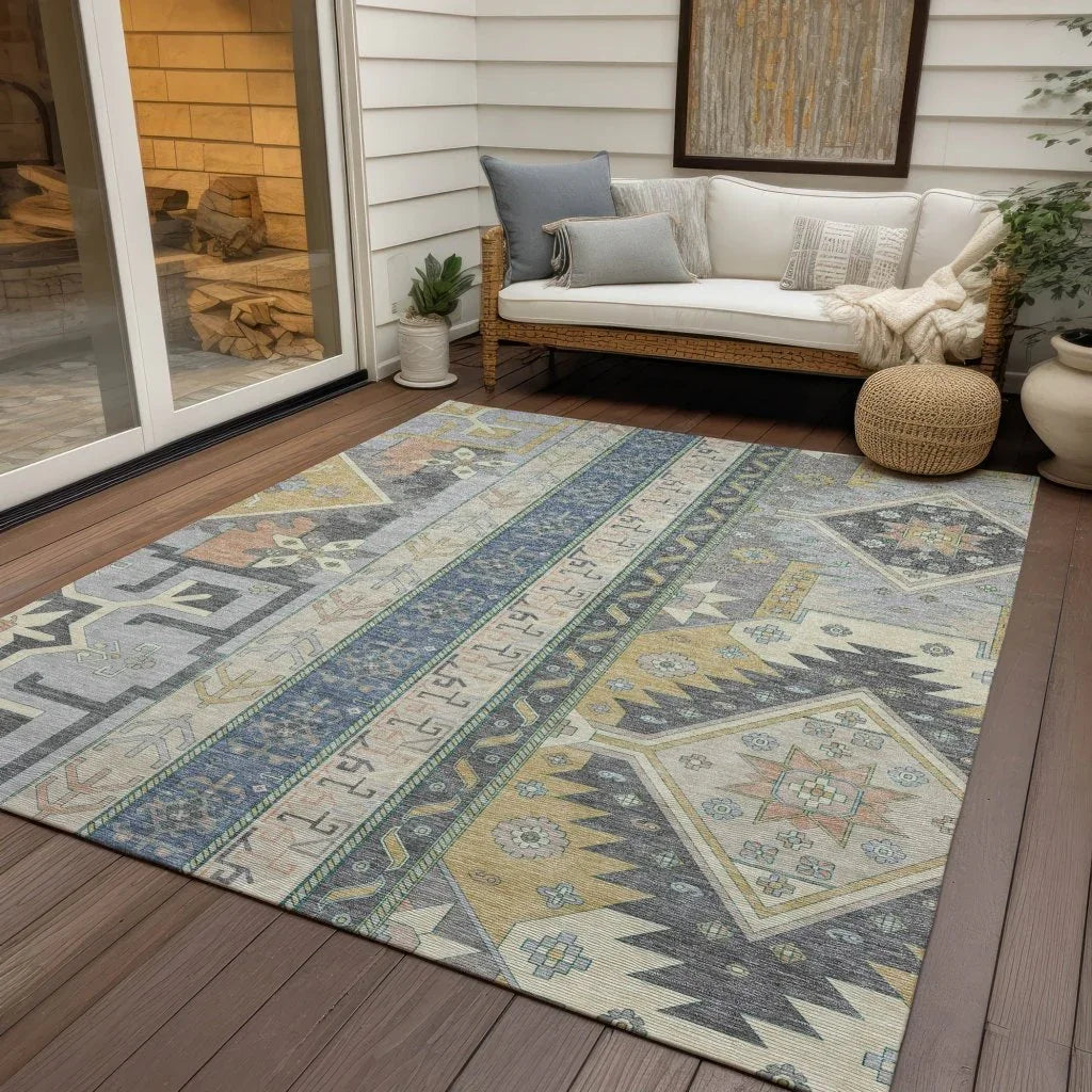 LOOMLAN Rugs Solara Gray Washable Indoor-Outdoor Rug