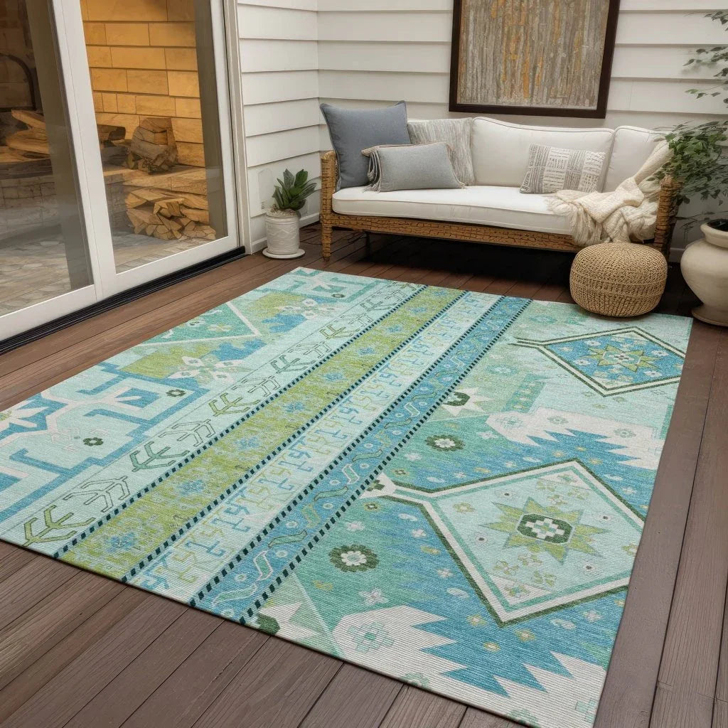 LOOMLAN Rugs Solara Green Washable Indoor-Outdoor Rug