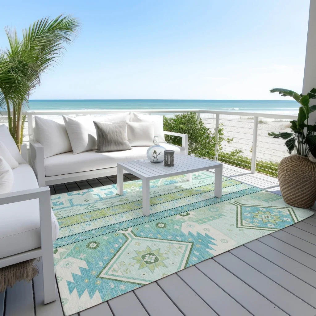 LOOMLAN Rugs Solara Green Washable Indoor-Outdoor Rug