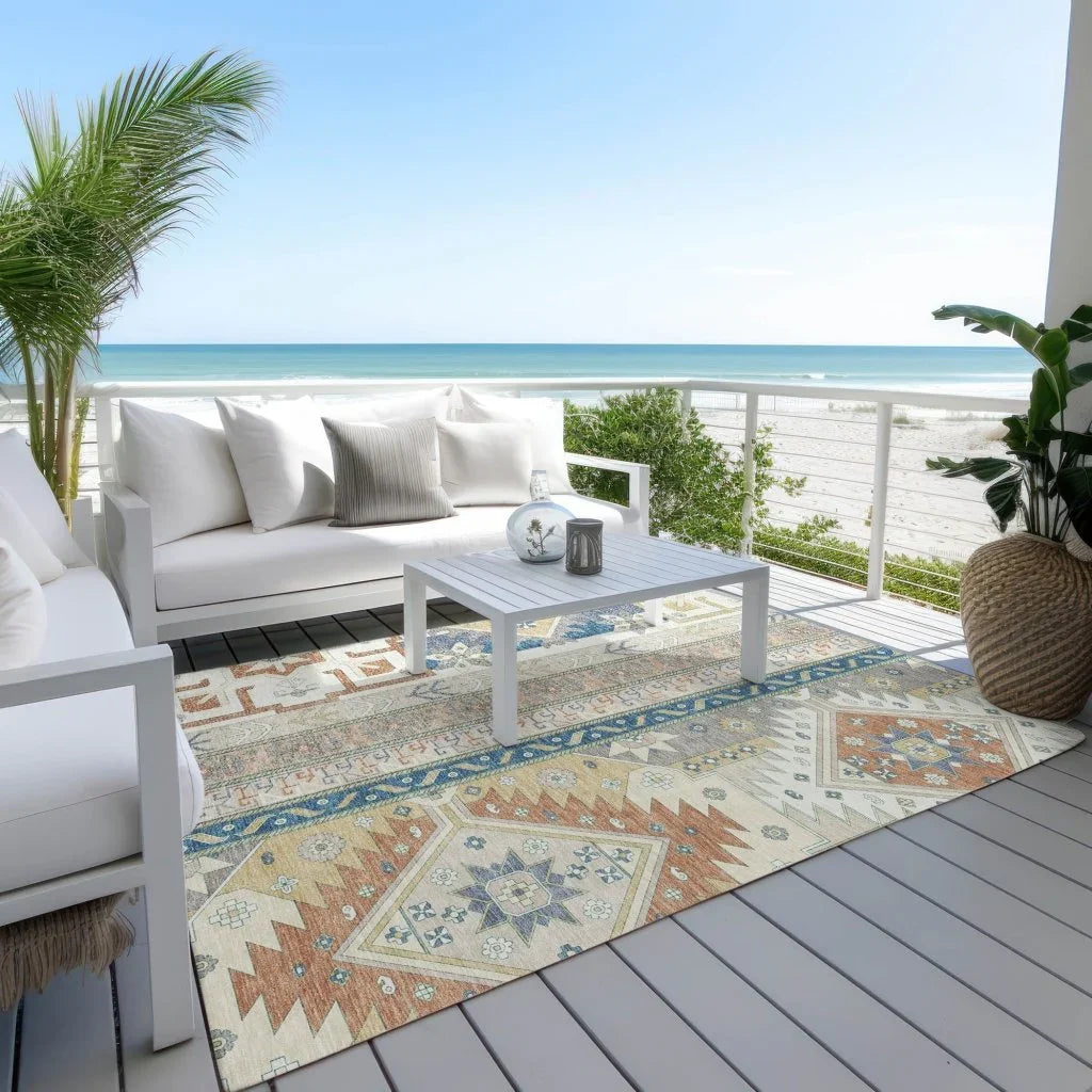 LOOMLAN Rugs Solara Ivory Washable Indoor-Outdoor Rug