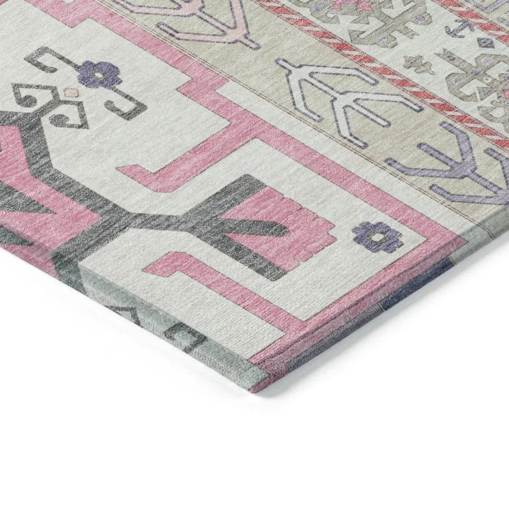 LOOMLAN Rugs Solara Pink Washable Indoor-Outdoor Rug