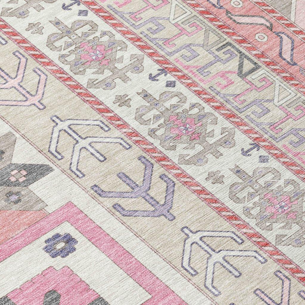 LOOMLAN Rugs Solara Pink Washable Indoor-Outdoor Rug