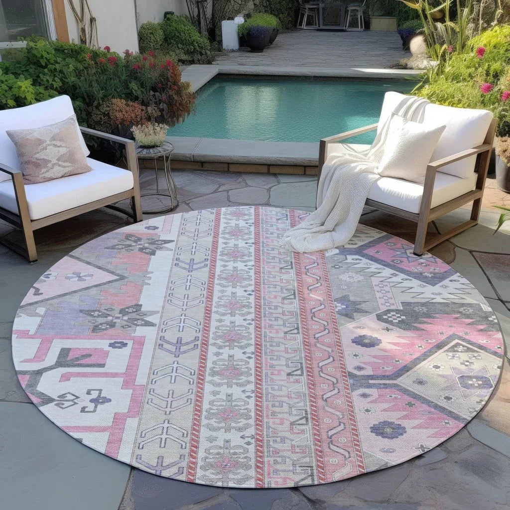 LOOMLAN Rugs Solara Pink Washable Indoor-Outdoor Rug