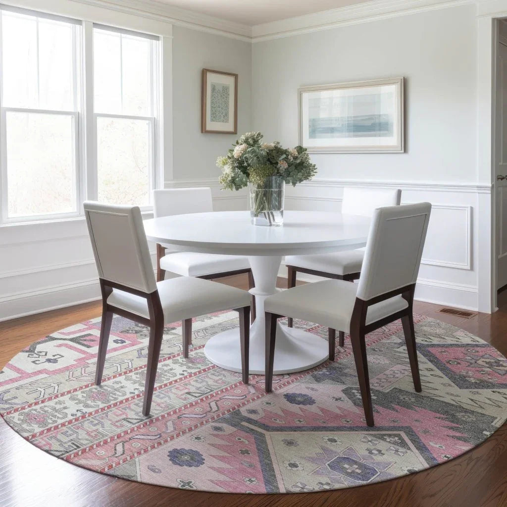 LOOMLAN Rugs Solara Pink Washable Indoor-Outdoor Rug