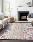 LOOMLAN Rugs Solara Pink Washable Indoor-Outdoor Rug
