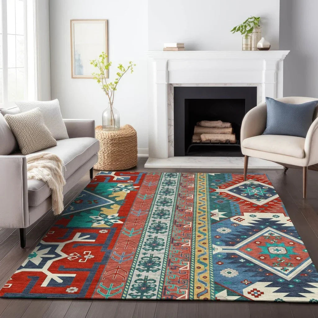 LOOMLAN Rugs Solara Red Washable Indoor-Outdoor Rug