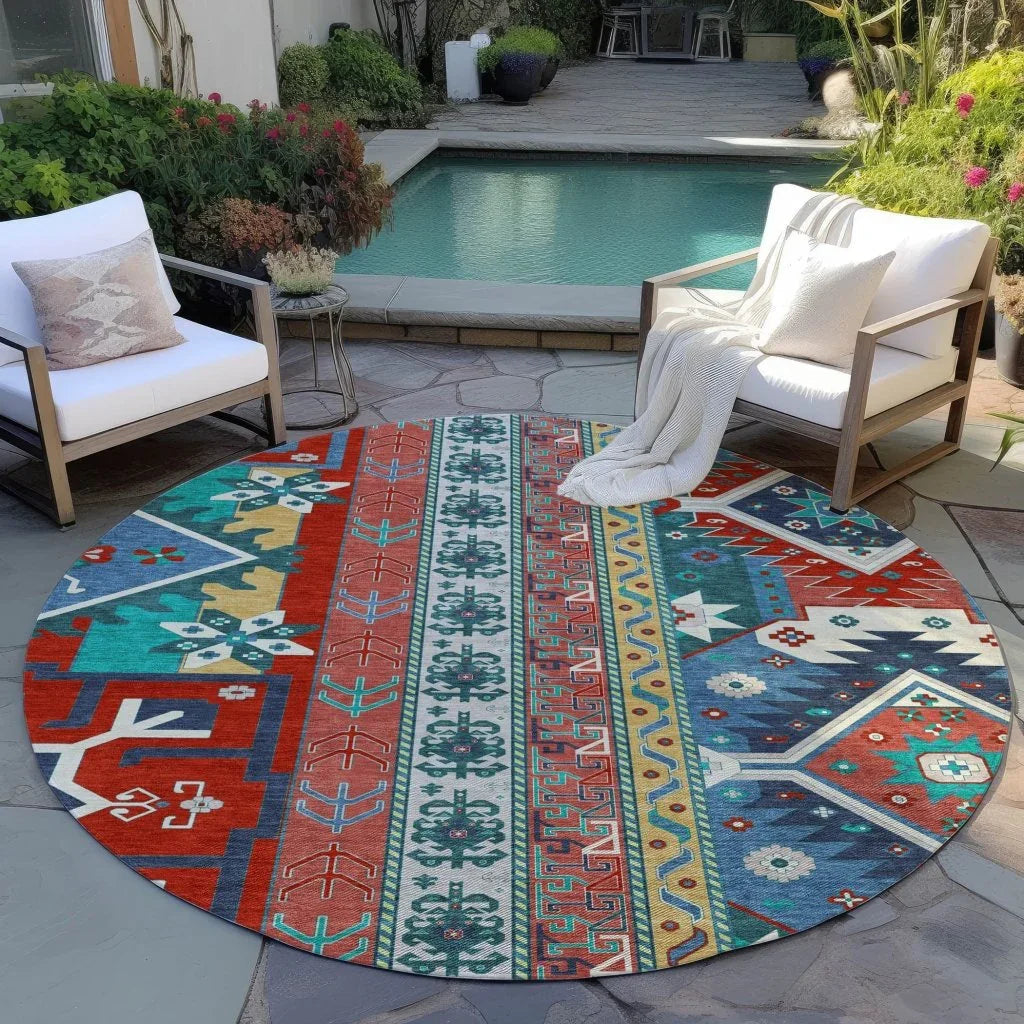 LOOMLAN Rugs Solara Red Washable Indoor-Outdoor Rug
