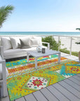 LOOMLAN Rugs Solara Teal Washable Indoor-Outdoor Rug