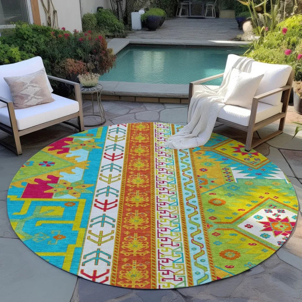 LOOMLAN Rugs Solara Teal Washable Indoor-Outdoor Rug