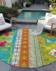 LOOMLAN Rugs Solara Teal Washable Indoor-Outdoor Rug