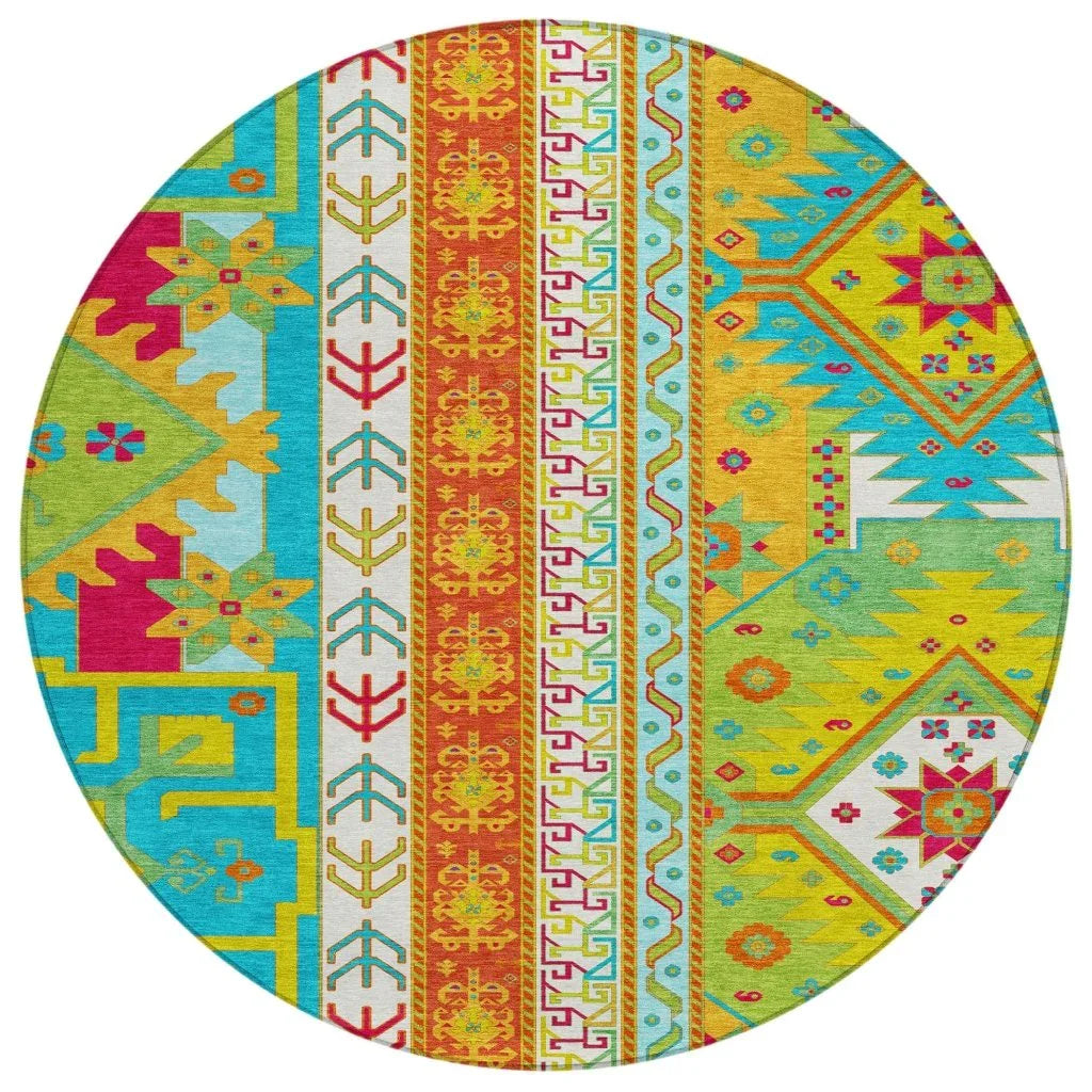 LOOMLAN Rugs Solara Teal Washable Indoor-Outdoor Rug