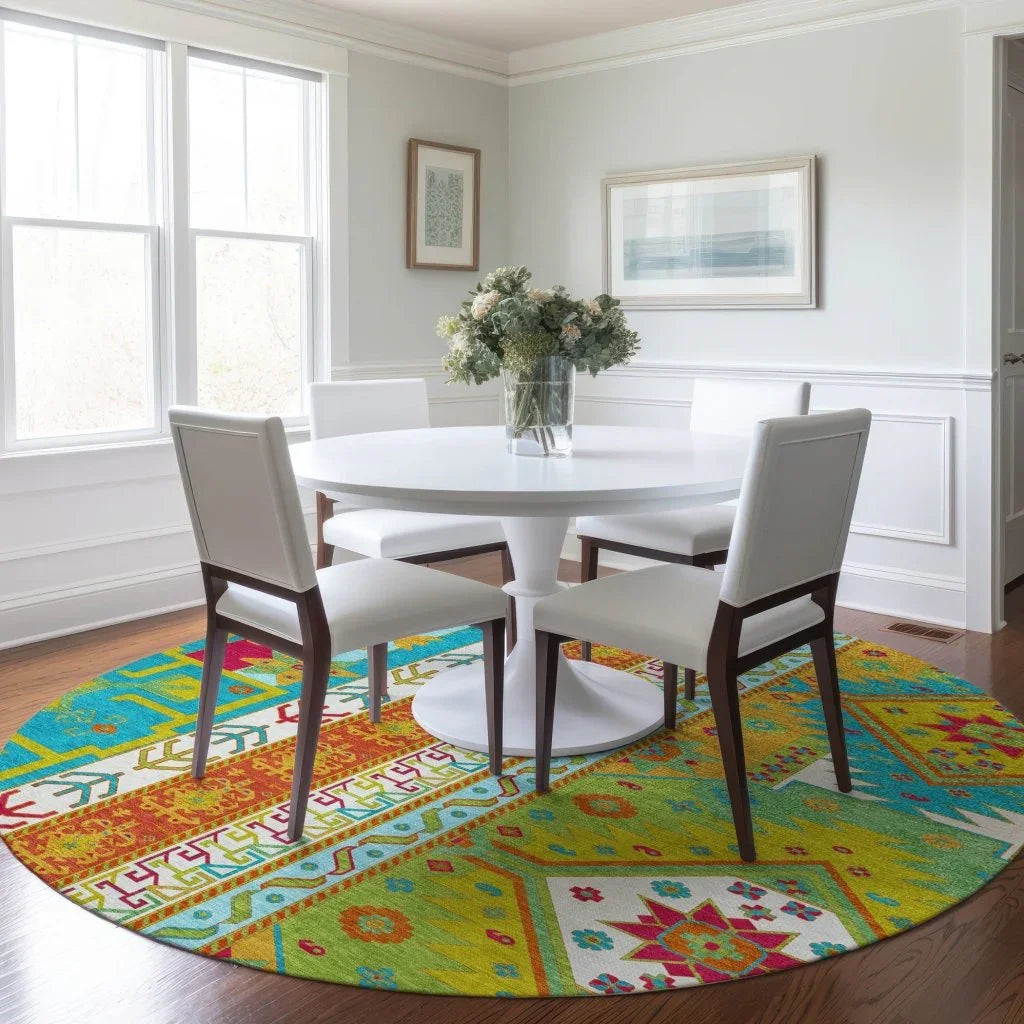 LOOMLAN Rugs Solara Teal Washable Indoor-Outdoor Rug