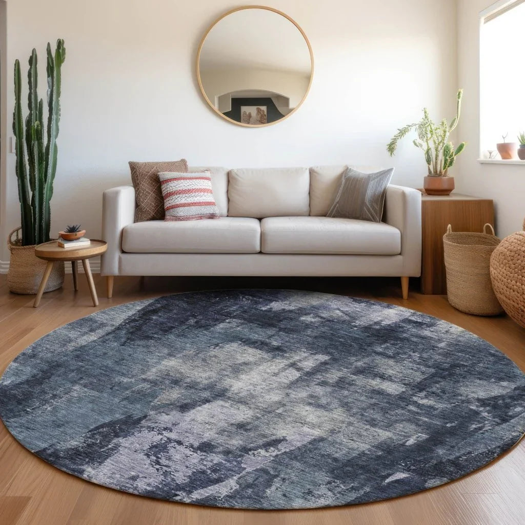 LOOMLAN Rugs Solayne Blue Washable Indoor-Outdoor Rug