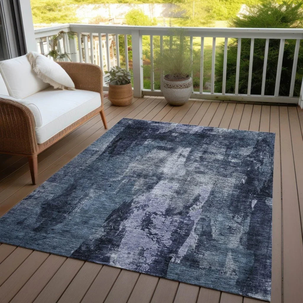 LOOMLAN Rugs Solayne Blue Washable Indoor-Outdoor Rug