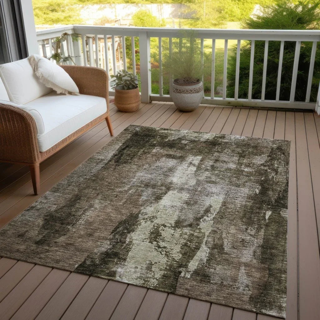 LOOMLAN Rugs Solayne Brown Washable Indoor-Outdoor Rug