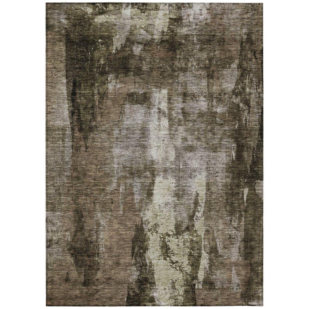 LOOMLAN Rugs Solayne Brown Washable Indoor-Outdoor Rug