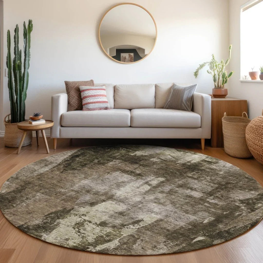 LOOMLAN Rugs Solayne Brown Washable Indoor-Outdoor Rug