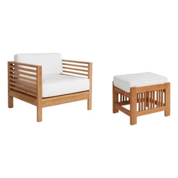 Soleil 2PC Teak Outdoor Lounge Set Sunbrella Cushion - LOOMLAN - HiTeak - Outdoor Lounge Sets