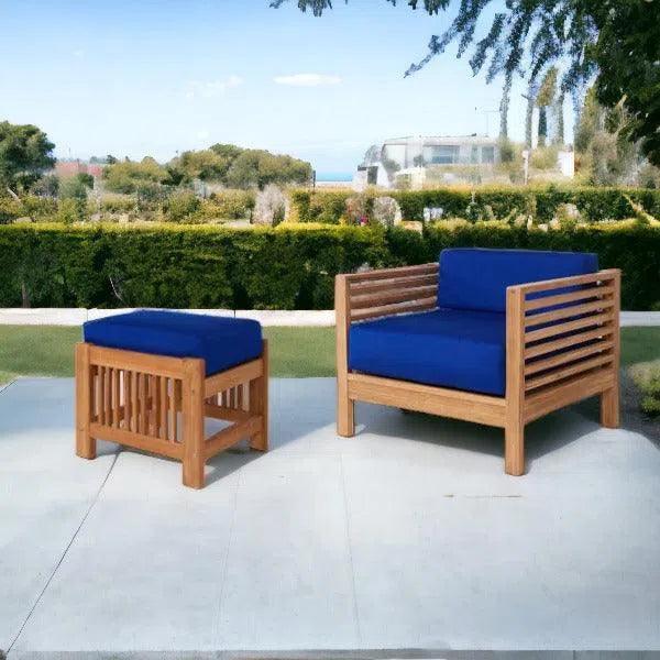 Soleil 2PC Teak Outdoor Lounge Set Sunbrella Cushion - LOOMLAN - HiTeak - Outdoor Lounge Sets
