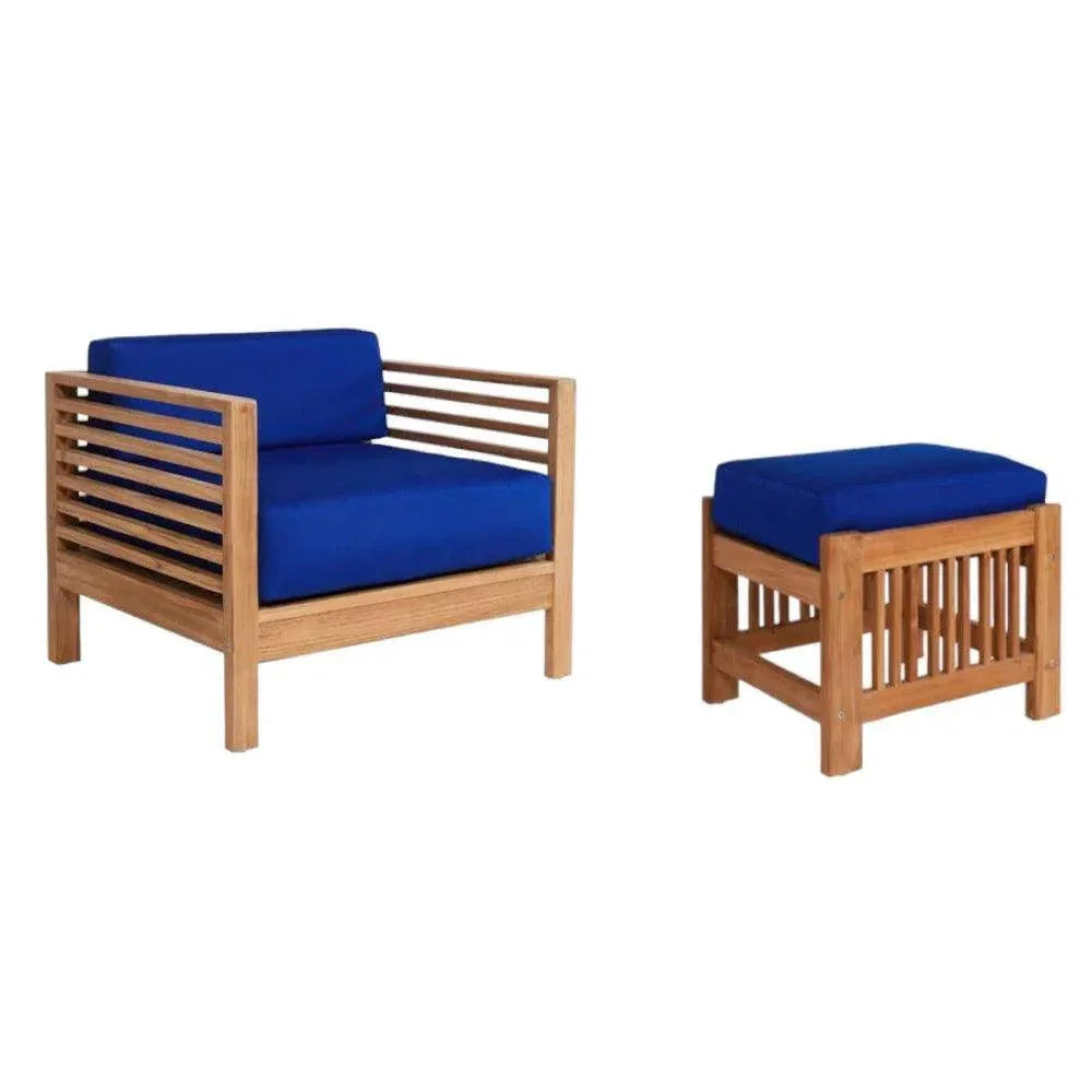 Soleil 2PC Teak Outdoor Lounge Set Sunbrella Cushion - LOOMLAN - HiTeak - Outdoor Lounge Sets