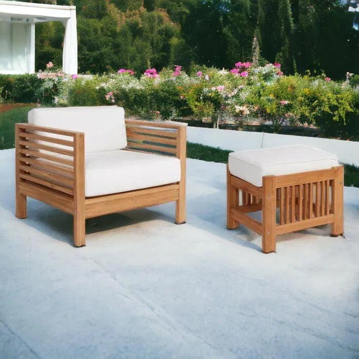 Soleil 2PC Teak Outdoor Lounge Set Sunbrella Cushion - LOOMLAN - HiTeak - Outdoor Lounge Sets