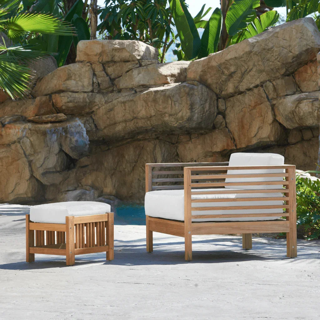Soleil Teak Patio Lounge Set with Sunbrella 2PC - LOOMLAN - HiTeak - Outdoor Lounge Sets