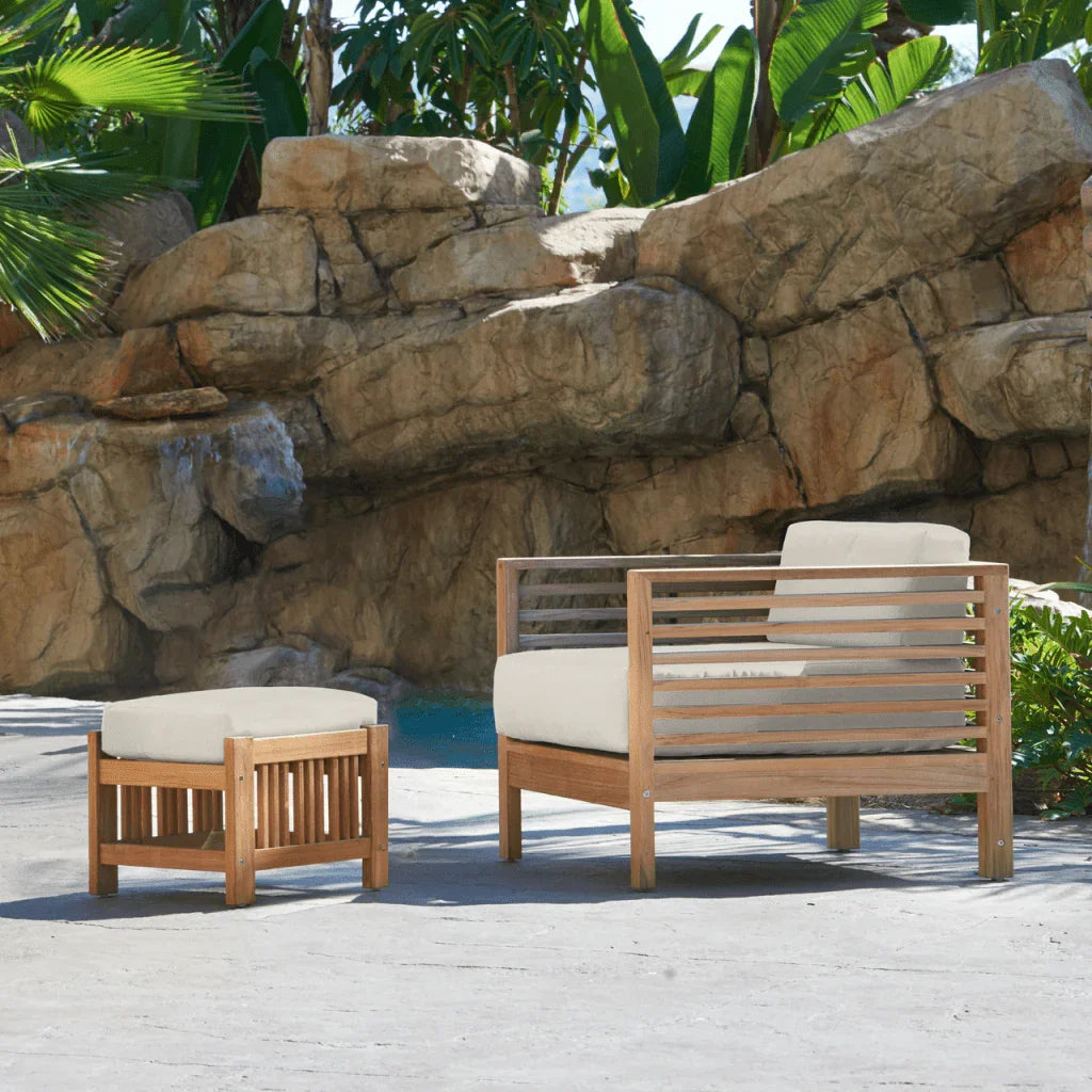 Soleil Teak Patio Lounge Set with Sunbrella 2PC - LOOMLAN - HiTeak - Outdoor Lounge Sets