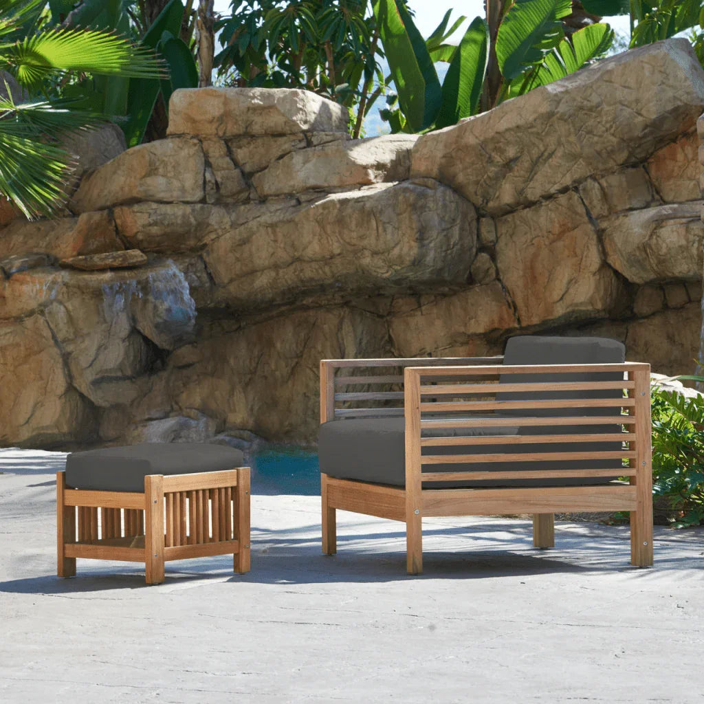 Soleil Teak Patio Lounge Set with Sunbrella 2PC - LOOMLAN - HiTeak - Outdoor Lounge Sets