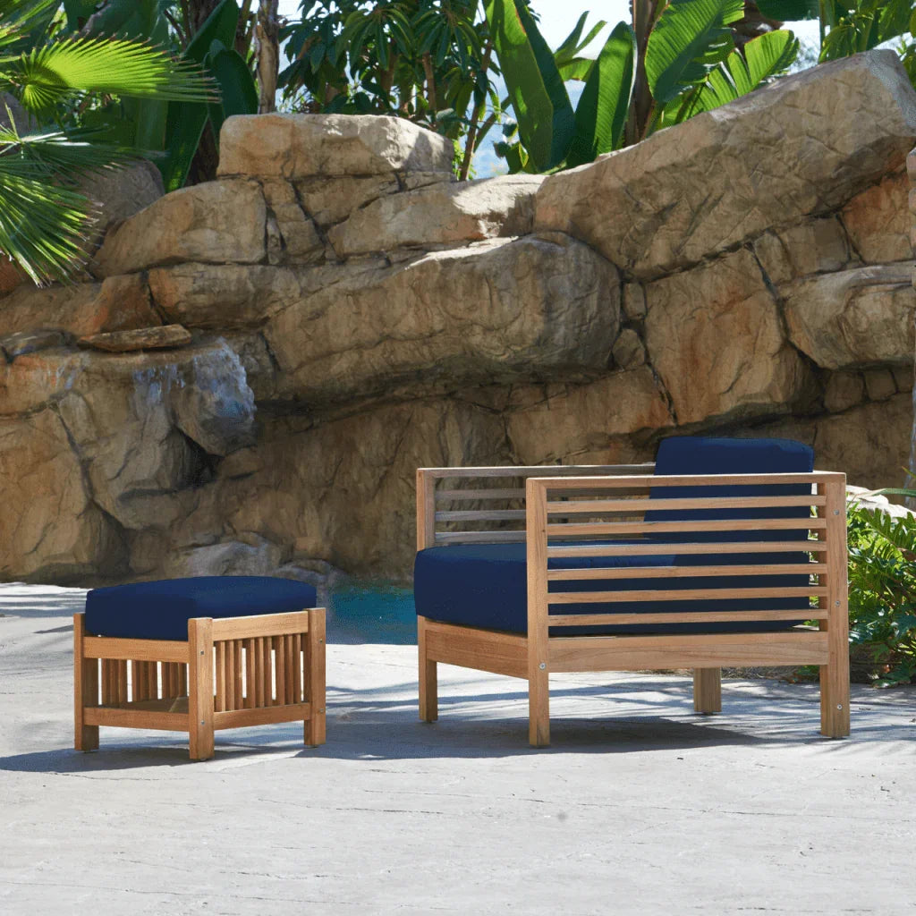 Soleil Teak Patio Lounge Set with Sunbrella 2PC - LOOMLAN - HiTeak - Outdoor Lounge Sets
