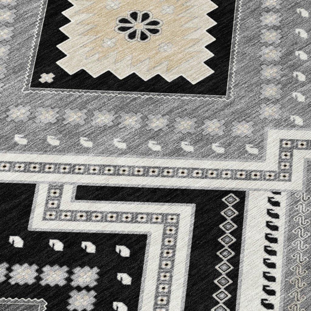 LOOMLAN Rugs Solene Black Washable Indoor-Outdoor Rug