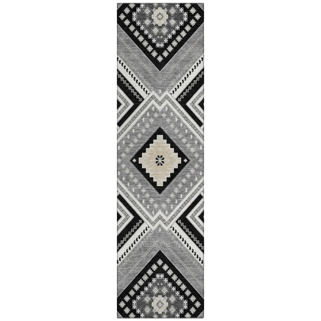 LOOMLAN Rugs Solene Black Washable Indoor-Outdoor Rug