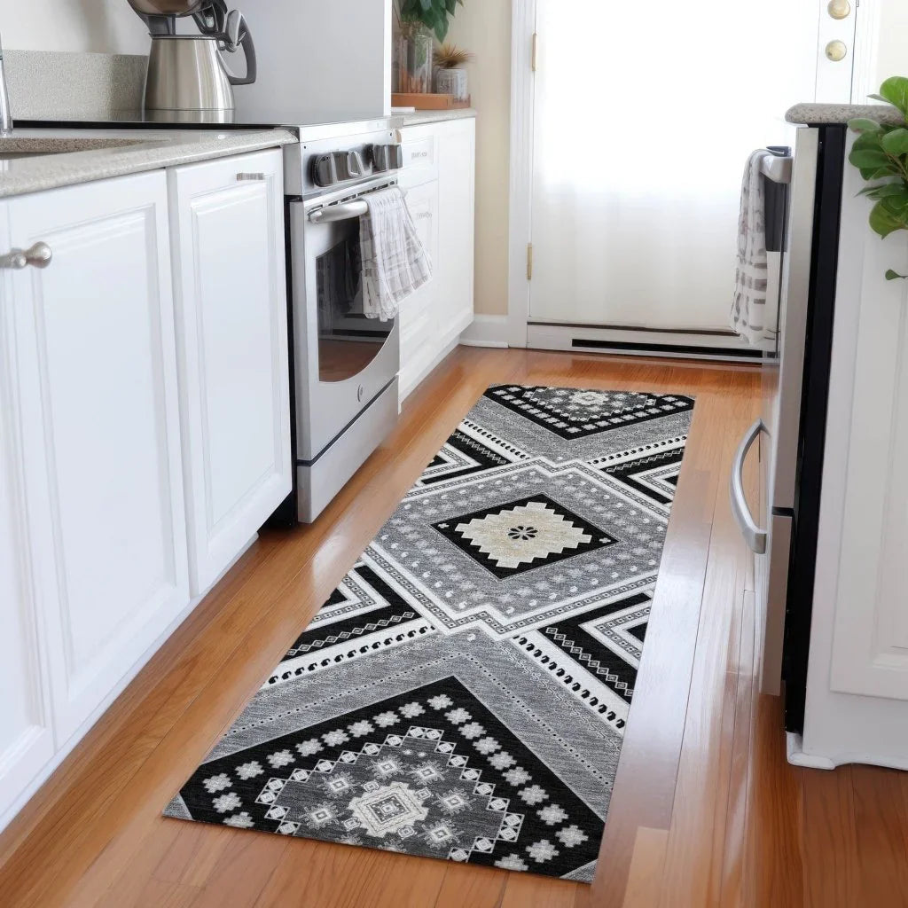 LOOMLAN Rugs Solene Black Washable Indoor-Outdoor Rug
