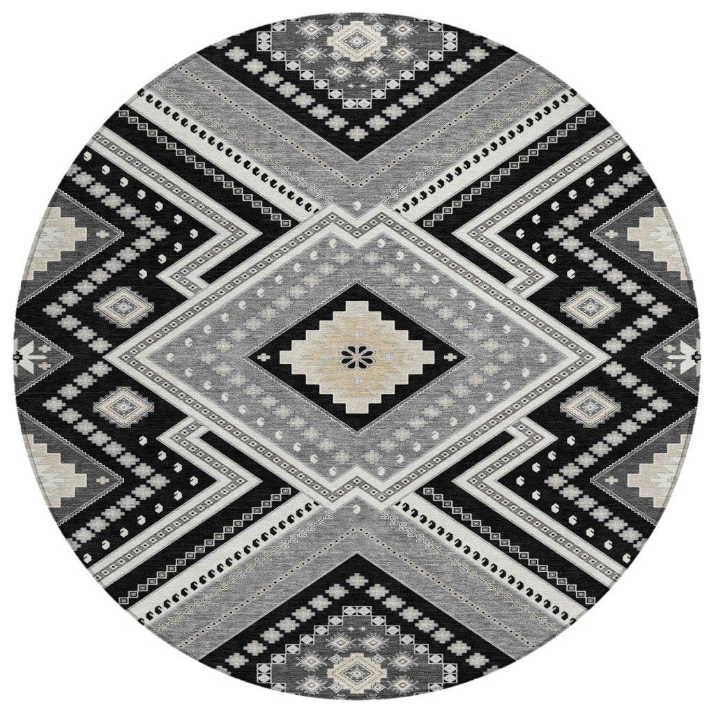 LOOMLAN Rugs Solene Black Washable Indoor-Outdoor Rug