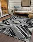 LOOMLAN Rugs Solene Black Washable Indoor-Outdoor Rug