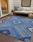 LOOMLAN Rugs Solene Blue Washable Indoor-Outdoor Rug
