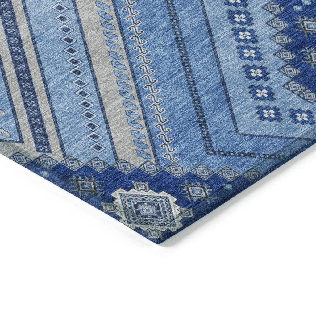 LOOMLAN Rugs Solene Blue Washable Indoor-Outdoor Rug