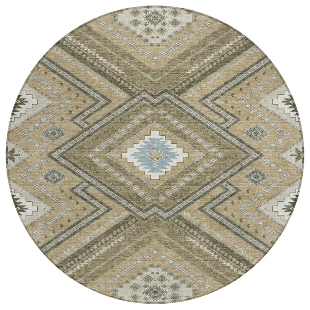 LOOMLAN Rugs Solene Brown Washable Indoor-Outdoor Rug