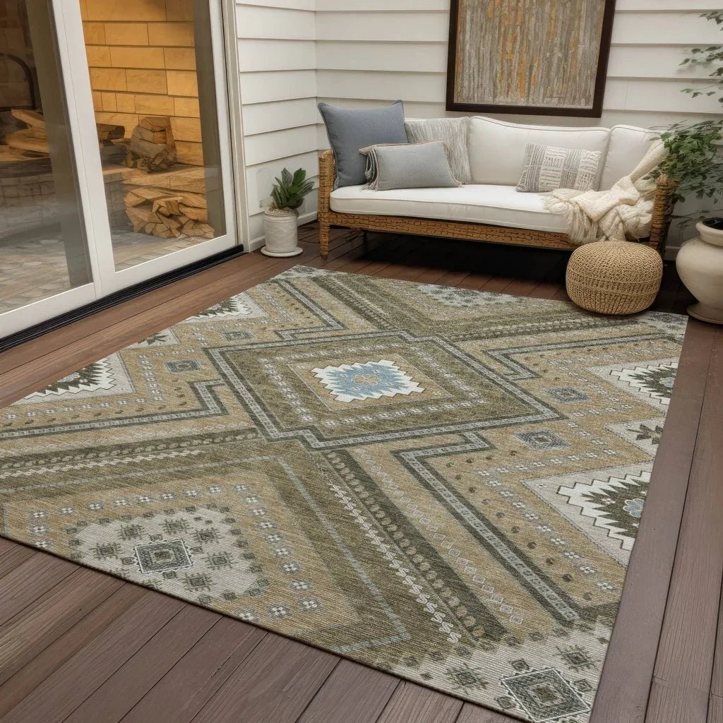 LOOMLAN Rugs Solene Brown Washable Indoor-Outdoor Rug