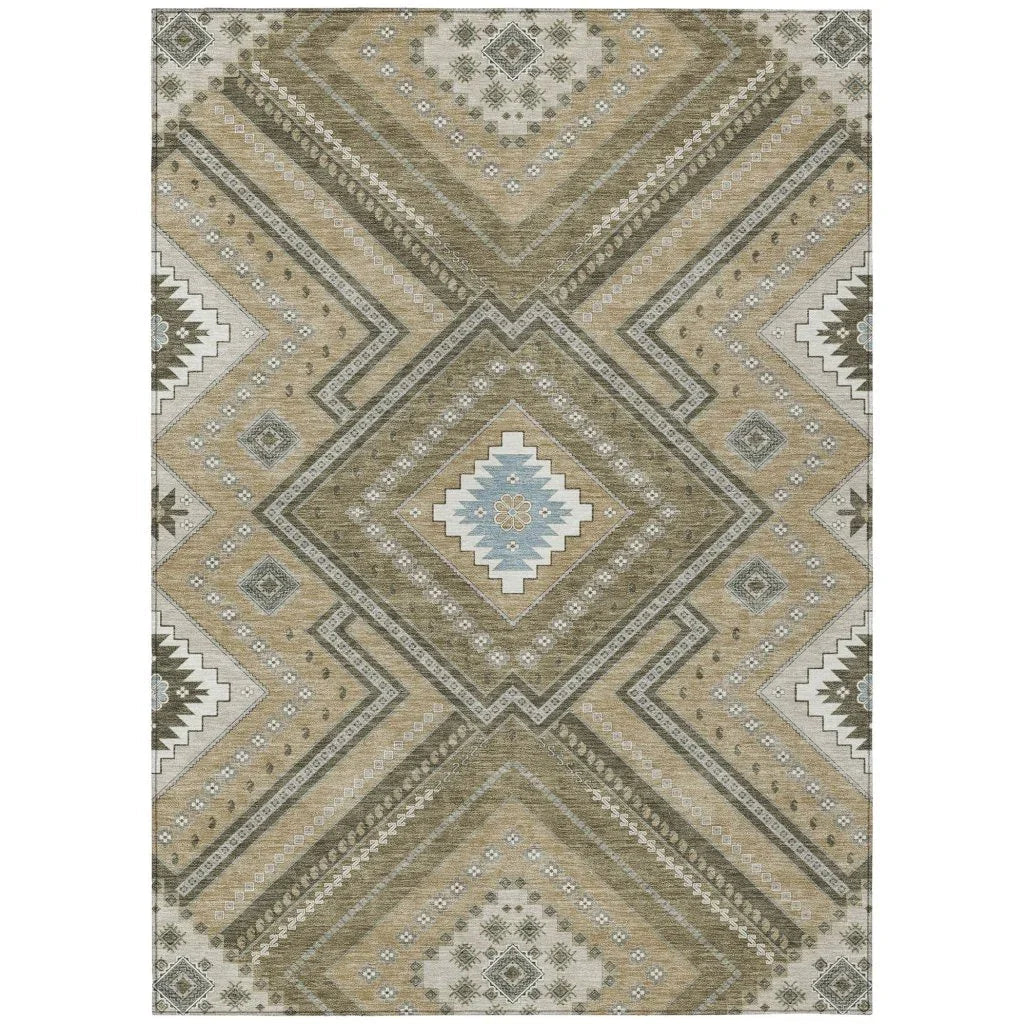 LOOMLAN Rugs Solene Brown Washable Indoor-Outdoor Rug