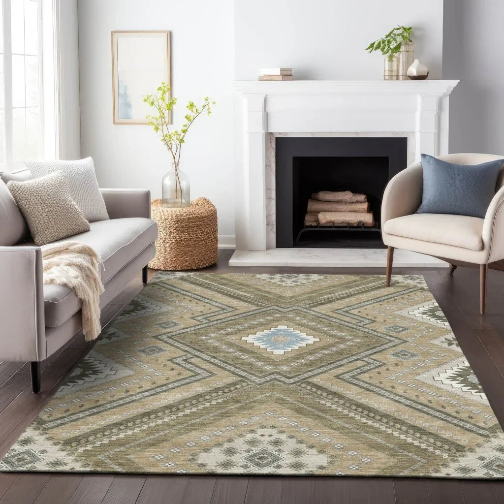 LOOMLAN Rugs Solene Brown Washable Indoor-Outdoor Rug