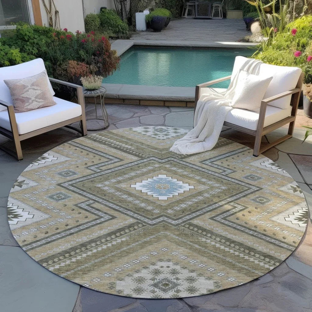 LOOMLAN Rugs Solene Brown Washable Indoor-Outdoor Rug